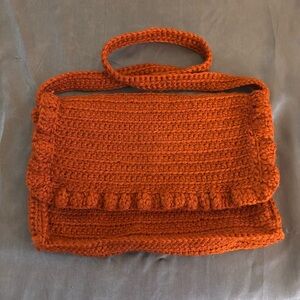 Elegant Rust Crochet Shoulder Bag